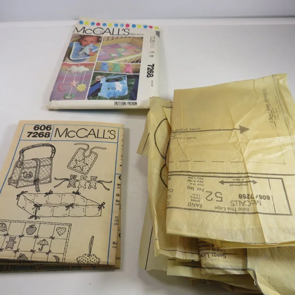McCalls 7268 Baby Nursery Sewing Pattern  (Diaper Bag, Bib, Mobile, Toys etc